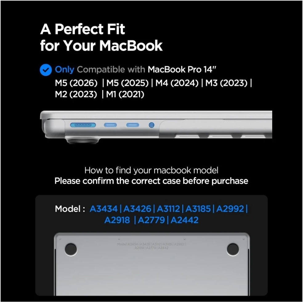 SPIGEN AIRSKIN MACBOOK PRO 14 M1-M5 PRO / M5 PRO MAX 2021-2026 MATINIS SKAIDRUS DĖKLAS