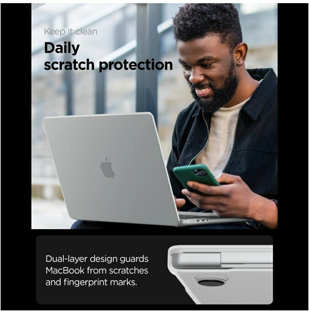 SPIGEN AIRSKIN MACBOOK PRO 16 M1-M5 / M5 PRO / M5 PRO MAX 2021-2026 MATINIS SKAIDRUS DĖKLAS