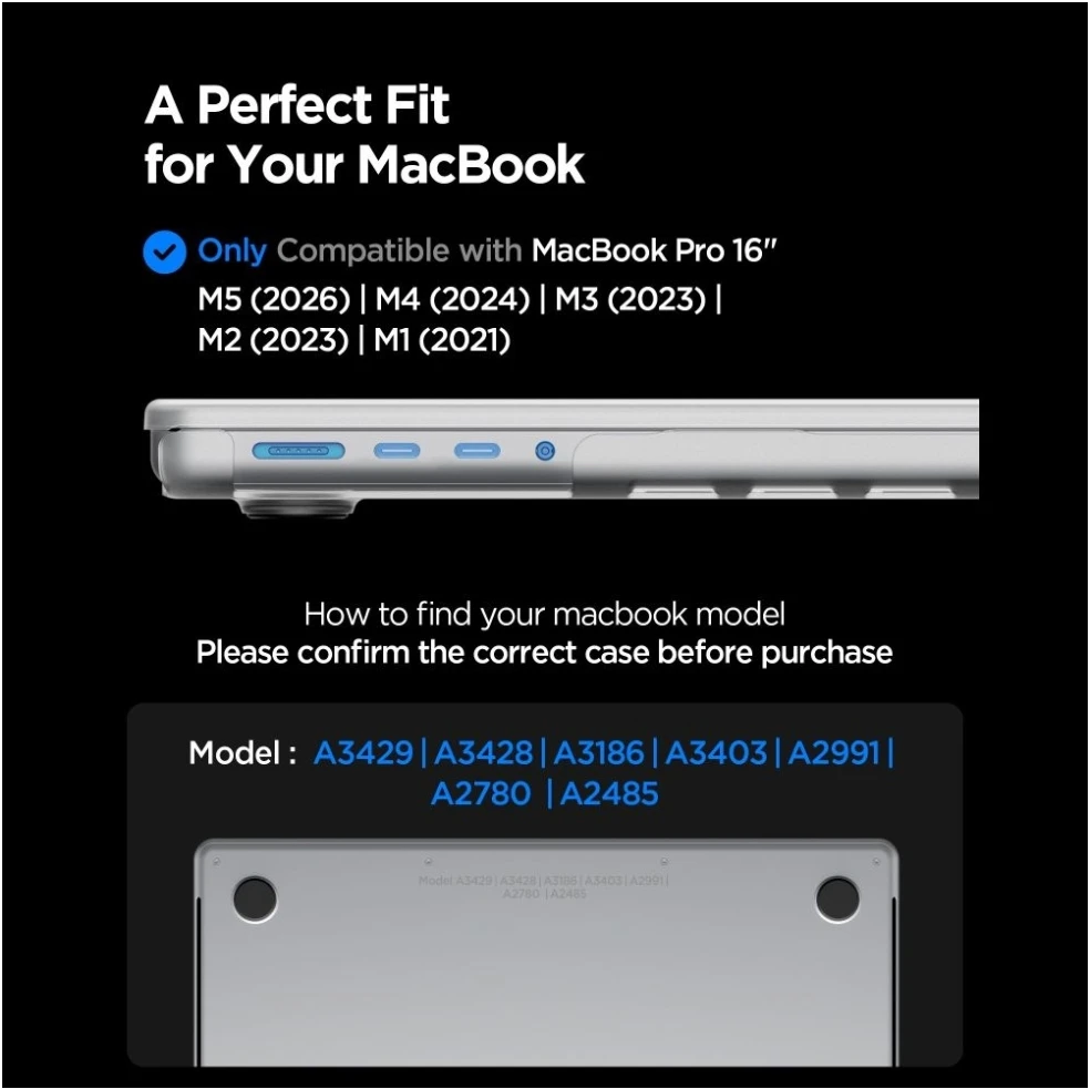 SPIGEN AIRSKIN MACBOOK PRO 16 M1-M5 / M5 PRO / M5 PRO MAX 2021-2026 MATINIS SKAIDRUS DĖKLAS