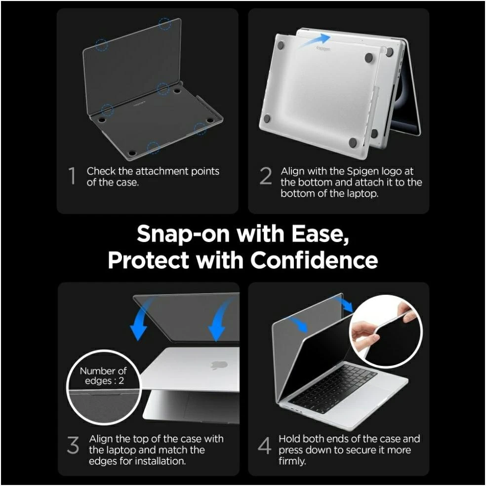 SPIGEN AIRSKIN MACBOOK PRO 16 M1-M5 / M5 PRO / M5 PRO MAX 2021-2026 MATINĖ JUODA