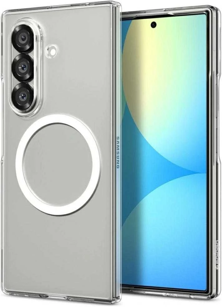 Dėklas Spigen AirSkin Mag MagSafe Samsung Galaxy Z Fold 7 Crystal baltos spalvos ir skaidrus