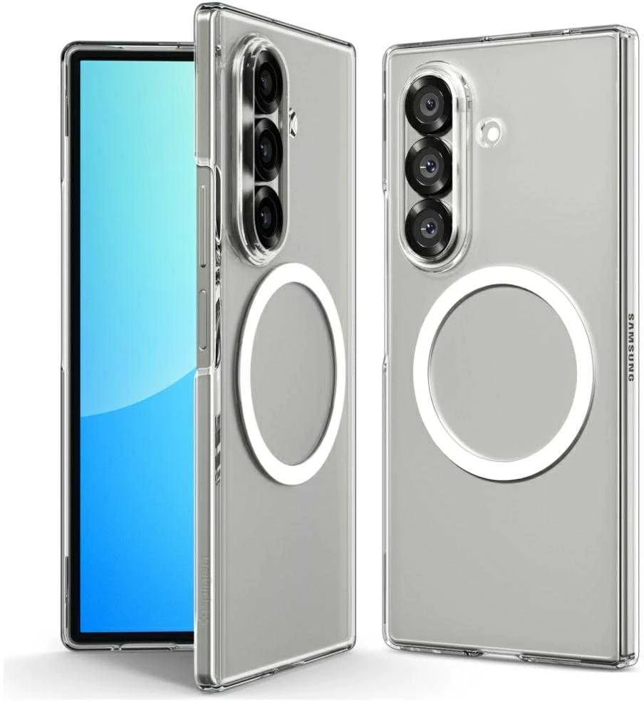 Dėklas Spigen AirSkin Mag MagSafe Samsung Galaxy Z Fold 7 Crystal baltos spalvos ir skaidrus