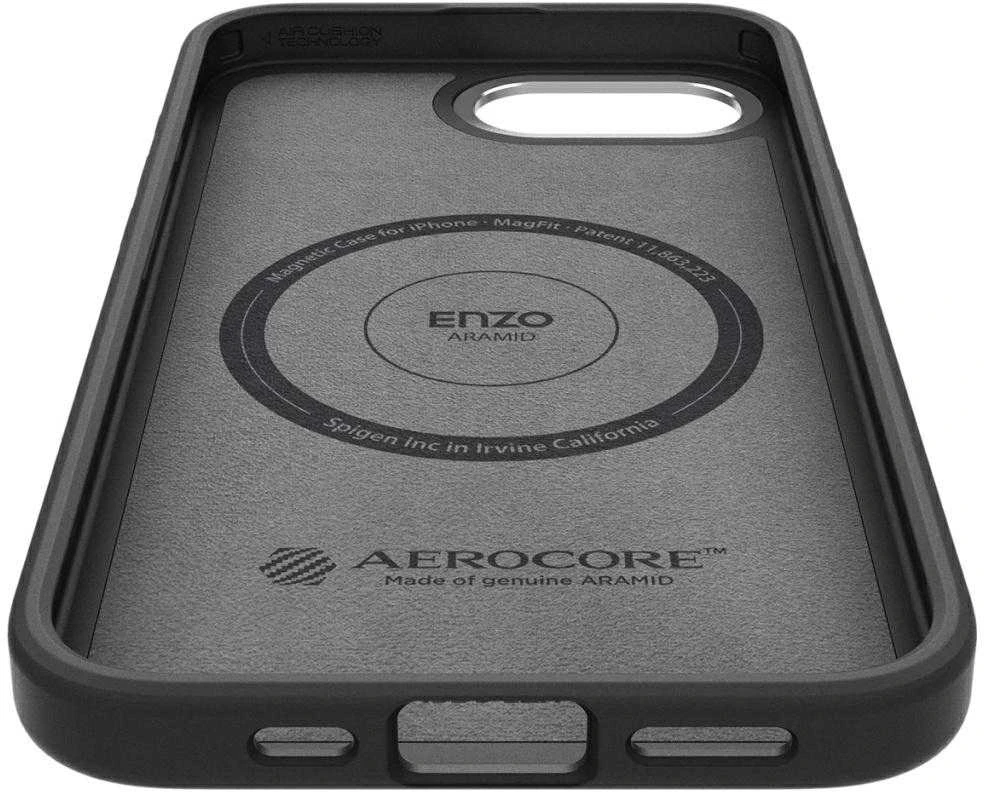 Spigen Enzo Aramid MagSafe Apple iPhone SE 4 (2025) – dėklas telefonui juodos spalvos