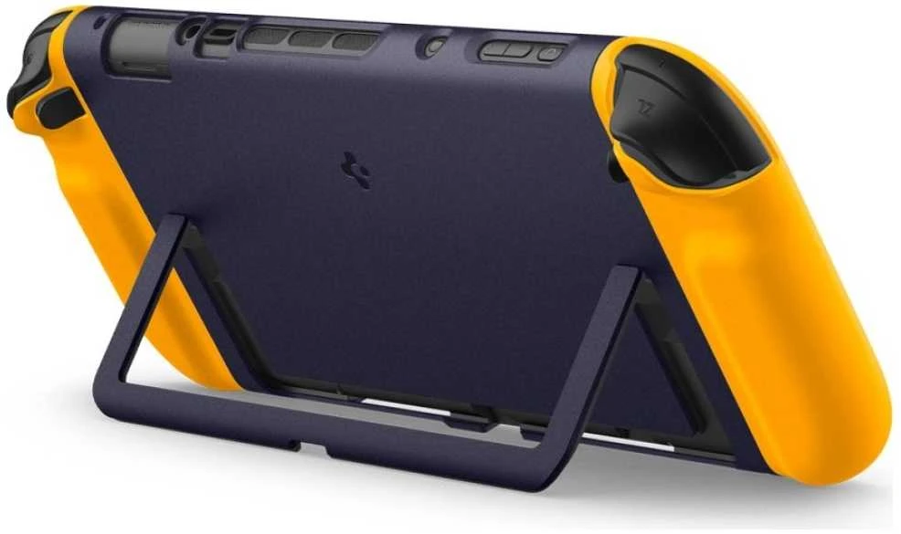 „Spigen Nano Pop“ dėklas, skirtas „Nintendo Switch 2“ – tamsiai mėlynas ir geltonas