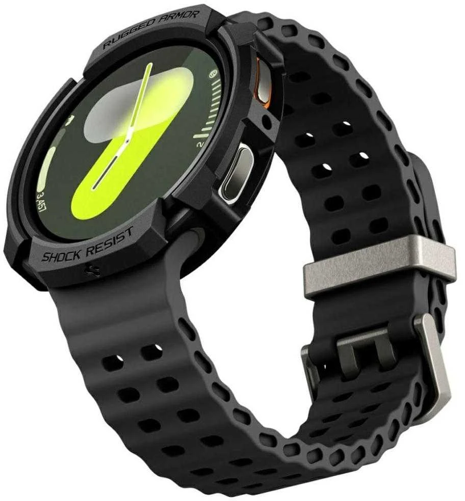 Spigen Rugged Armor, matinis juodas - Galaxy Watch 8 (44 mm)