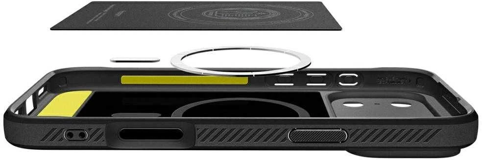 „Spigen Rugged Armor Mag MagSafe“ dėklas, skirtas iPhone 17 Pro Max – matinis juodas