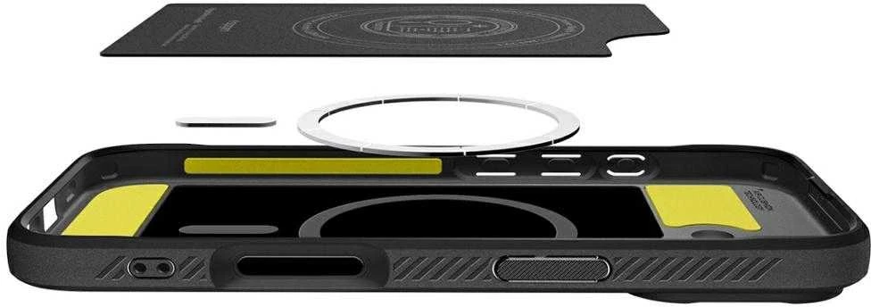 „Spigen Rugged Armor Mag MagSafe“ dėklas, skirtas iPhone 17 – matinis juodas