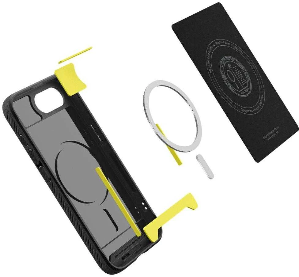 „Spigen Rugged Armor MagSafe“ dėklas, skirtas „iPhone 16e / 17e“ - juodas
