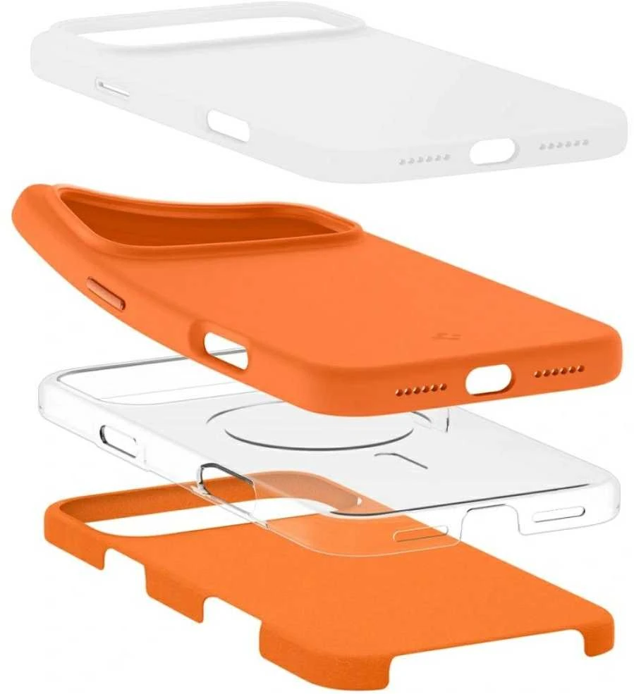 Spigen Silicone Fit Mag MagSafe dėklas, skirtas iPhone 17 Pro Max - Oranžinis