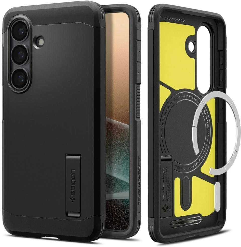 Spigen Tough Armor Mag MagSafe dėklas skirtas Samsung Galaxy S26 – juodos spalvos