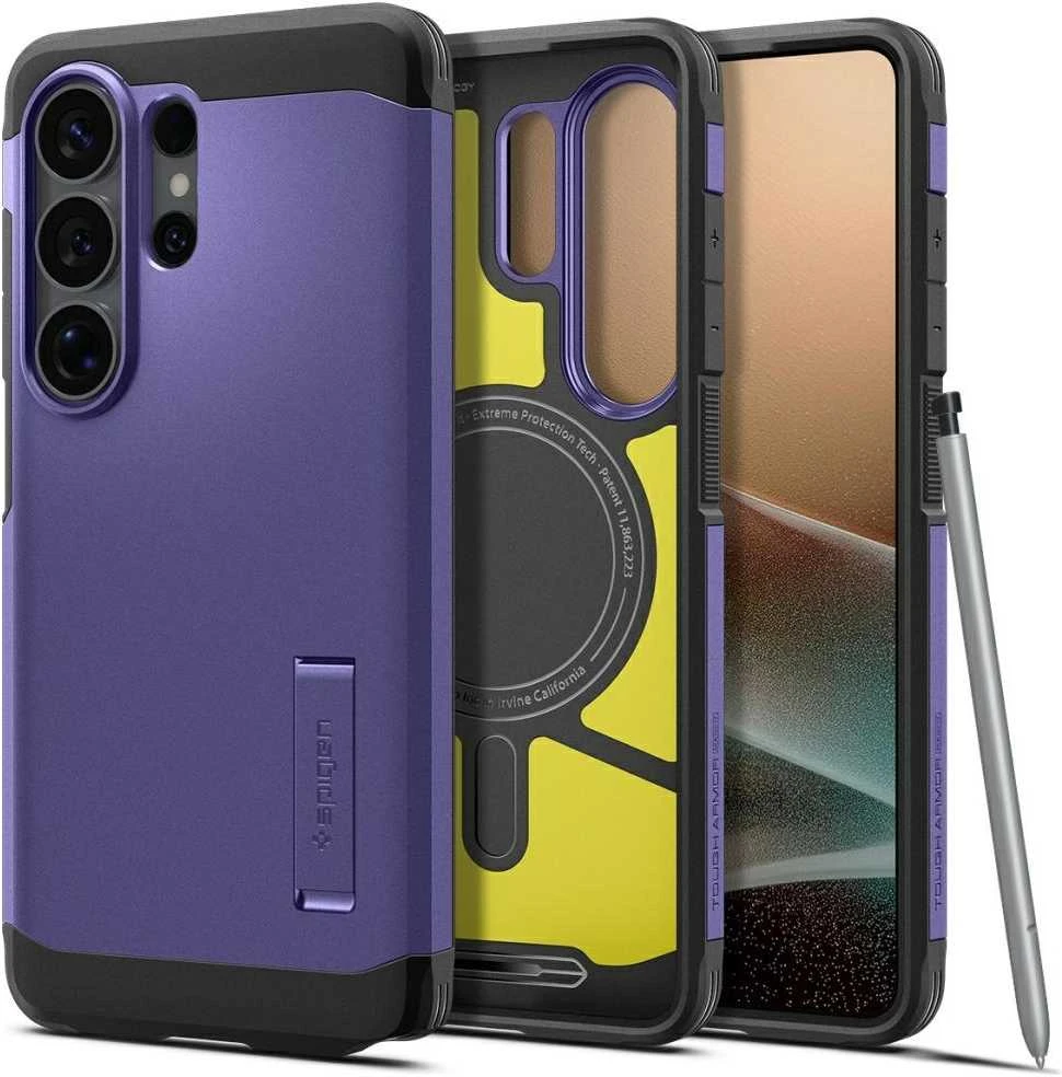 Spigen Tough Armor Mag MagSafe dėklas skirtas Samsung Galaxy S26 Ultra – violetinės spalvos