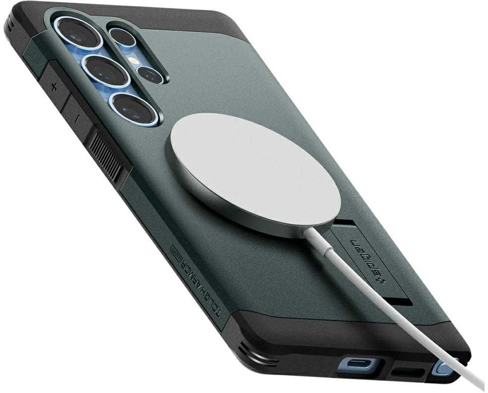 Spigen Tough Armor MagSafe - dėklas skirtas Samsung Galaxy S25 Ultra Abyss Žalias