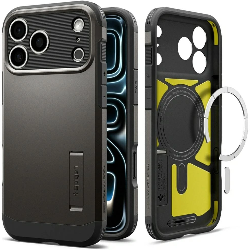 Dėklas SPIGEN case TOUGH ARMOR T compatible with MagSafe for IPHONE 18 Pro Max / 17 Pro Max gunmetal