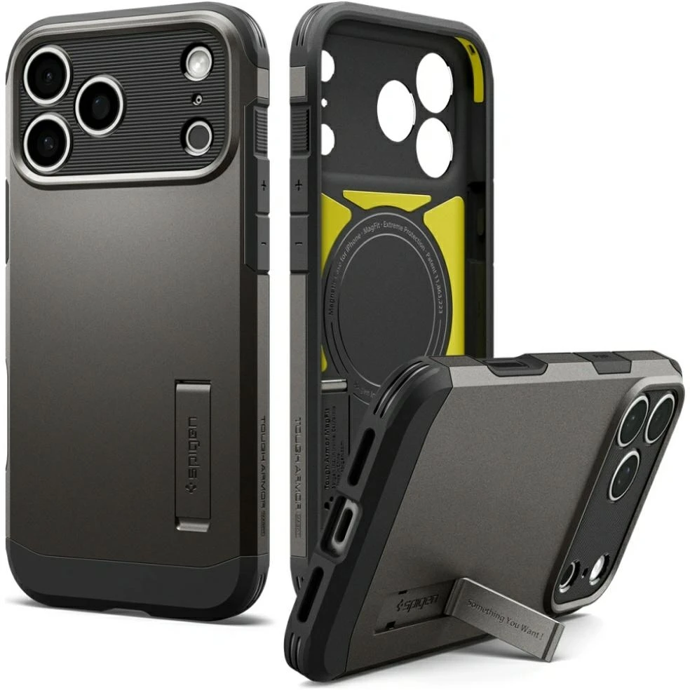Dėklas SPIGEN case TOUGH ARMOR T compatible with MagSafe for IPHONE 18 Pro Max / 17 Pro Max gunmetal