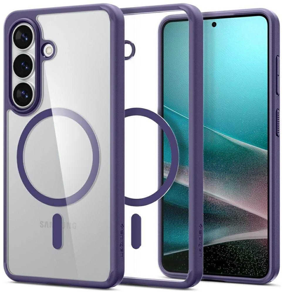 Spigen Ultra Hybrid Mag MagSafe dėklas skirtas Samsung Galaxy S26 – Clear violetinės spalvos