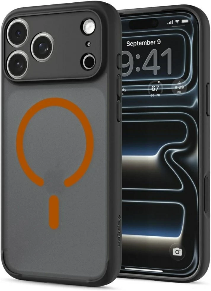 Dėklas Spigen Ultra Hybrid Mag MagSafe do iPhone 18 Pro Max / 17 Pro Max juoda-oranžinė