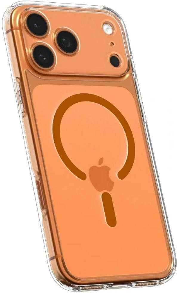 Dėklas „Spigen Ultra Hybrid MagSafe“, skaidrus oranžinis - iPhone 17 Pro Max