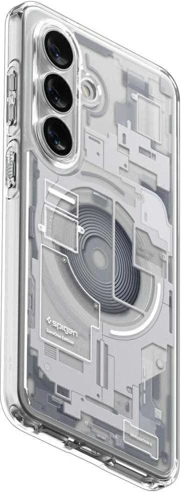 Spigen Ultra Hybrid Mag MagSafe dėklas skirtas Samsung Galaxy S26+ Zero One – skaidrus ir baltos spalvos