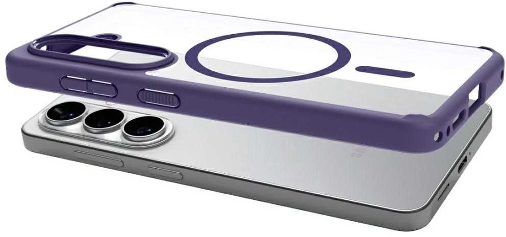 Spigen Ultra Hybrid Mag MagSafe dėklas skirtas Samsung Galaxy S26+ – skaidrus ir mėlynos spalvos