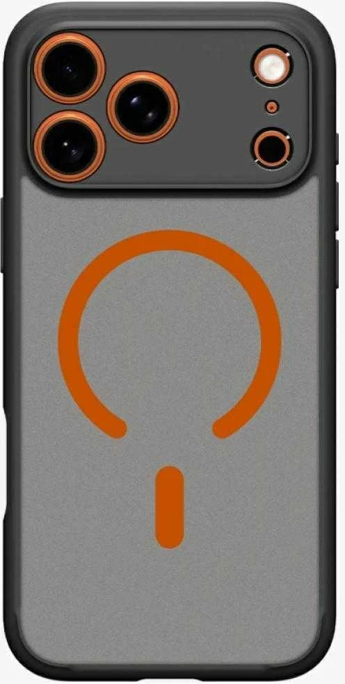 Dėklas Spigen Ultra Hybrid MagSafe, frost juodas oranžinis - iPhone 17 Pro