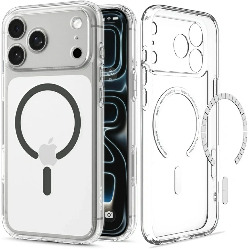 Dėklas Spigen Ultra Hybrid MagSafe iPhone 17 Pro Max / 18 Pro Max SKAIDRUS/GRAFITO