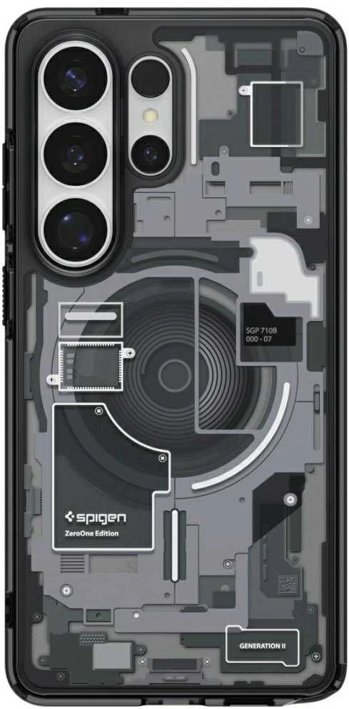 Spigen Ultra Hybrid Mag MagSafe dėklas skirtas Samsung Galaxy S26 Ultra Zero One – skaidrus juodas