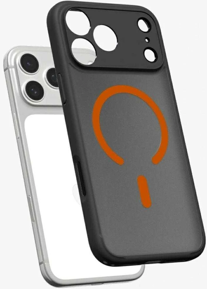 Dėklas Spigen Ultra Hybrid MagSafe, frost juodas oranžinis - iPhone 17 Pro