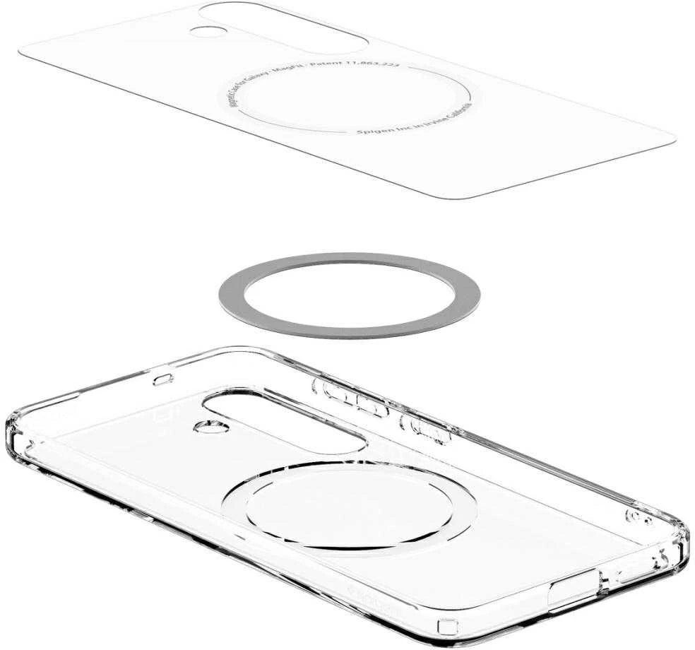 SPIGEN dėklas ULTRA HYBRID MAG suderinamas su MagSafe, skirtas S25 skaidrus / baltas