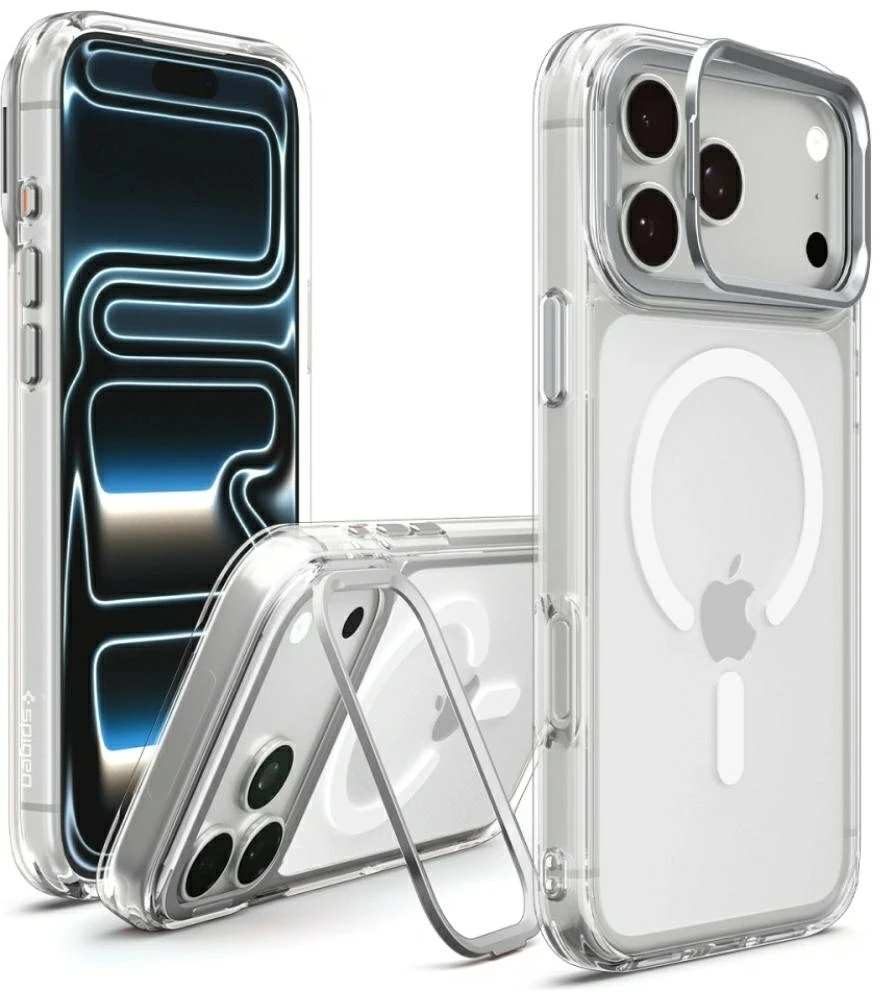 Dėklas Spigen Ultra Hybrid Optik S MagSafe do iPhone 17 Pro / 18 Pro permatomas sidabrinė