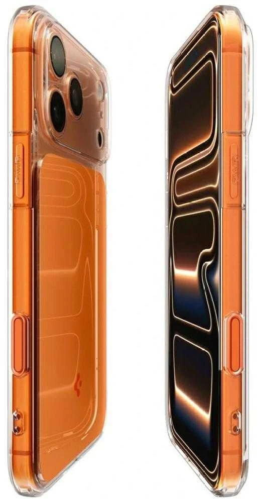 „Spigen Thin Fit MagSafe“ dėklas, skirtas „iPhone 17 Pro“ – permatomas oranžinis