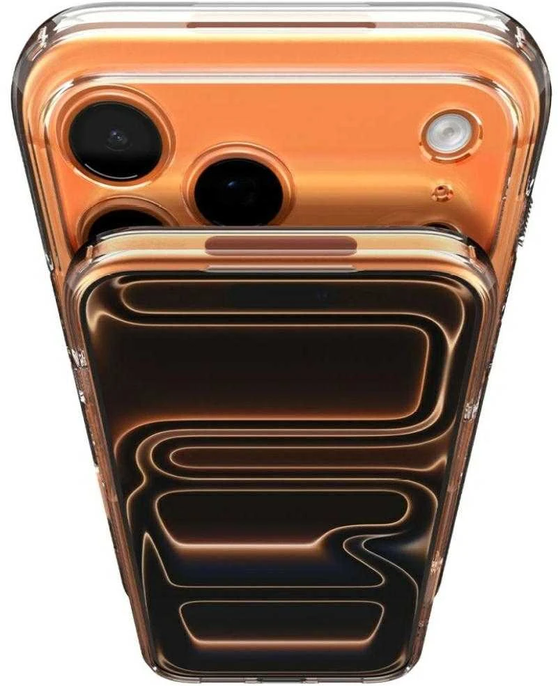 „Spigen Thin Fit MagSafe“ dėklas, skirtas „iPhone 17 Pro“ – permatomas oranžinis