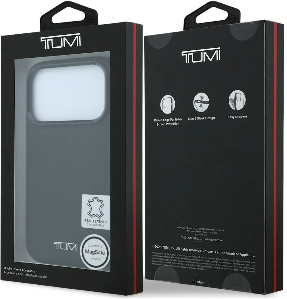 Dėklas Tumi Leather Ballistic Pattern MagSafe do iPhone 18 Pro Max / 17 Pro Max juoda