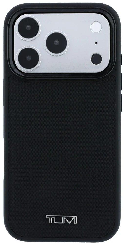 Dėklas Tumi Leather Ballistic Pattern MagSafe do iPhone 18 Pro Max / 17 Pro Max juoda