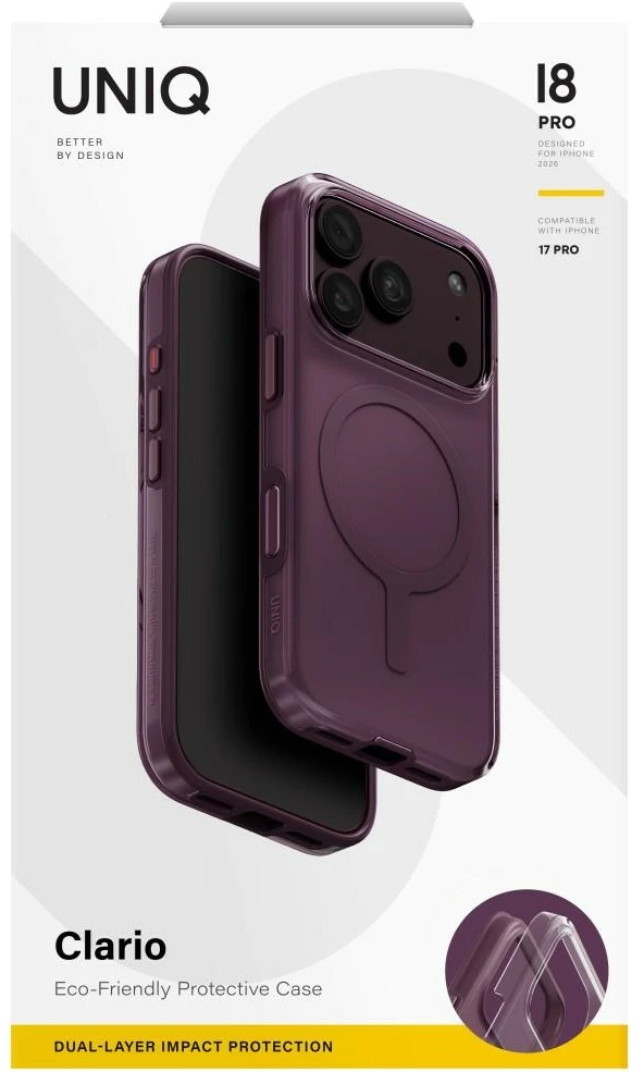 Dėklas UNIQ Clario do iPhone 18 Pro / 17 Pro Magclick Charging eco violetinė