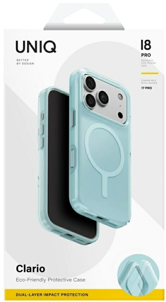 Dėklas UNIQ Clario skirtas iPhone 18 Pro / 17 Pro Magclick Charging mėtų spalvos