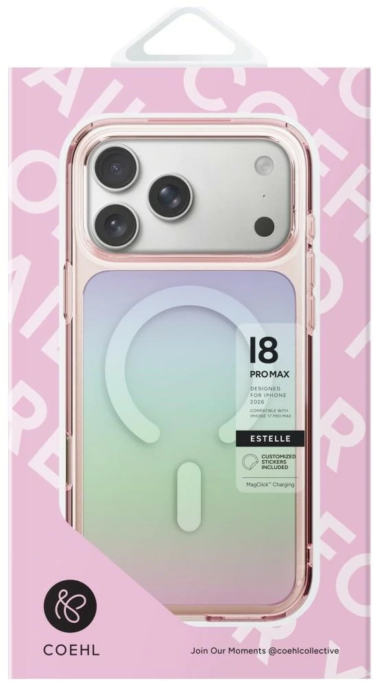 Dėklas UNIQ Coehl Estelle, skirtas iPhone 18 Pro / 17 Pro, su magnetiniu įkrovimu, rožinis