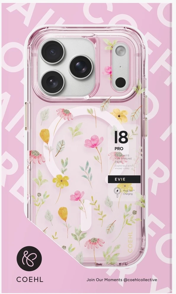 Dėklas UNIQ Coehl Evie, skirtas iPhone 18 Pro / 17 Pro, su magnetiniu įkrovimu, rožinis
