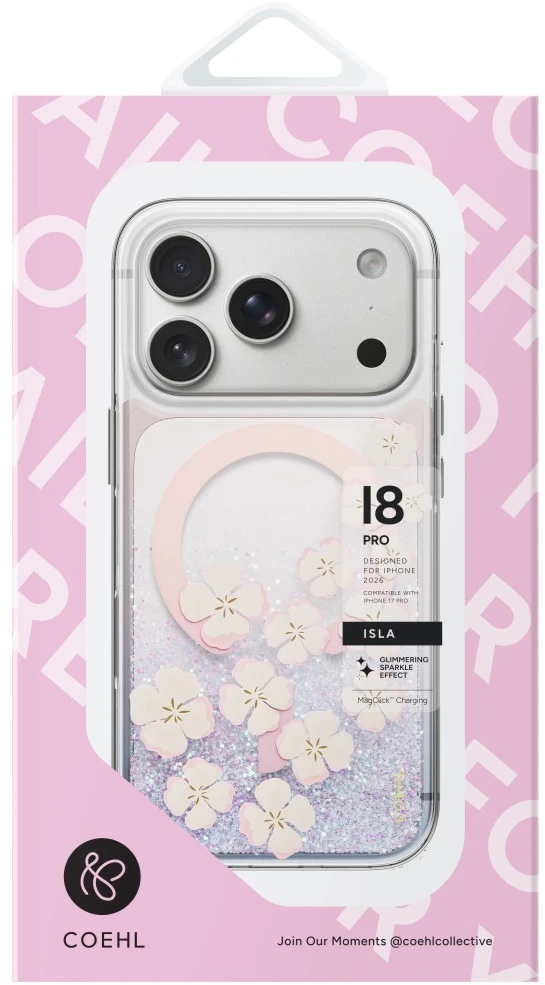 Dėklas UNIQ Coehl Isla, skirtas iPhone 18 Pro / 17 Pro, su magnetiniu įkrovimu, rožinis