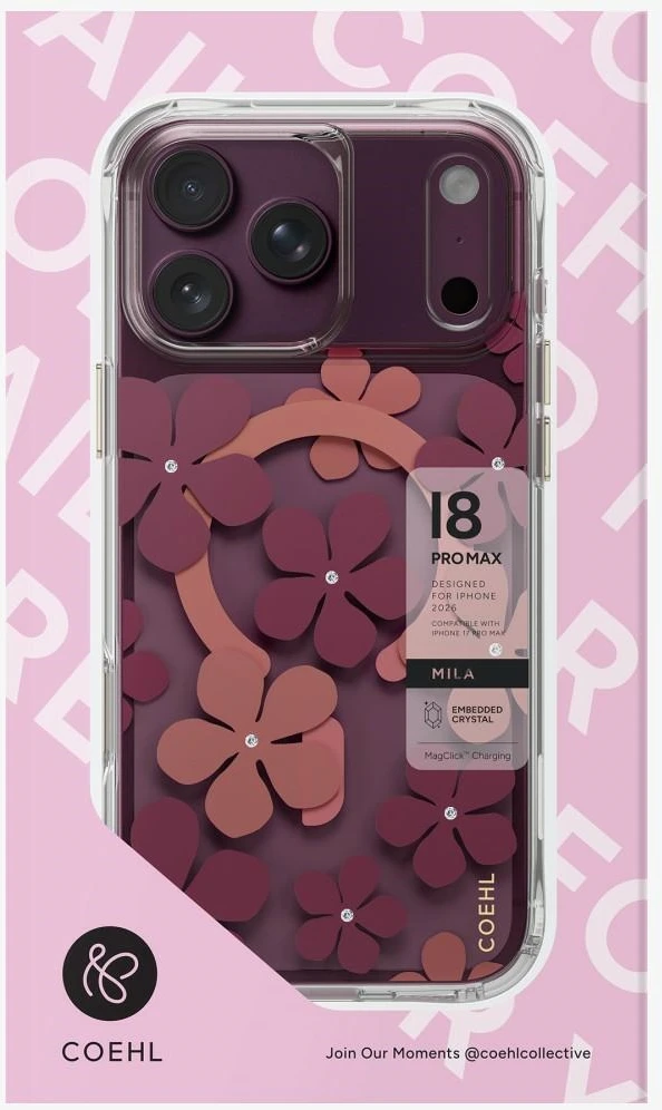 Dėklas UNIQ Coehl Mila, skirtas iPhone 18 Pro Max / 17 Pro Max, magnetinis įkrovimas, bordo spalvos