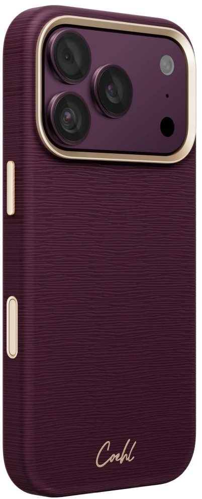 Dėklas UNIQ Coehl Mirelle, skirtas iPhone 18 Pro / 17 Pro, su magnetiniu įkrovimu, bordo spalvos