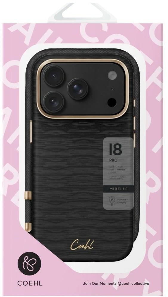 Dėklas UNIQ Coehl Mirelle, skirtas iPhone 18 Pro / 17 Pro, su magnetiniu įkrovimu, juodas