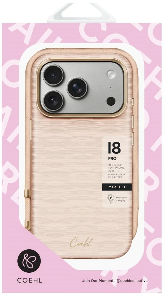 Dėklas UNIQ Coehl Mirelle, skirtas iPhone 18 Pro / 17 Pro, su magnetiniu įkrovimu, rožinis