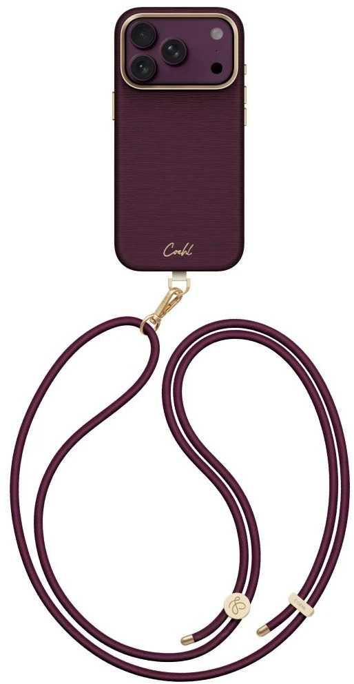 Dėklas UNIQ Coehl Mirelle, skirtas iPhone 18 Pro / 17 Pro, su magnetiniu įkrovimu, bordo spalvos