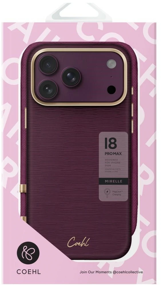 Dėklas UNIQ Coehl Mirelle, skirtas iPhone 18 Pro Max / 17 Pro Max, su magnetiniu įkrovimu, bordo spalvos