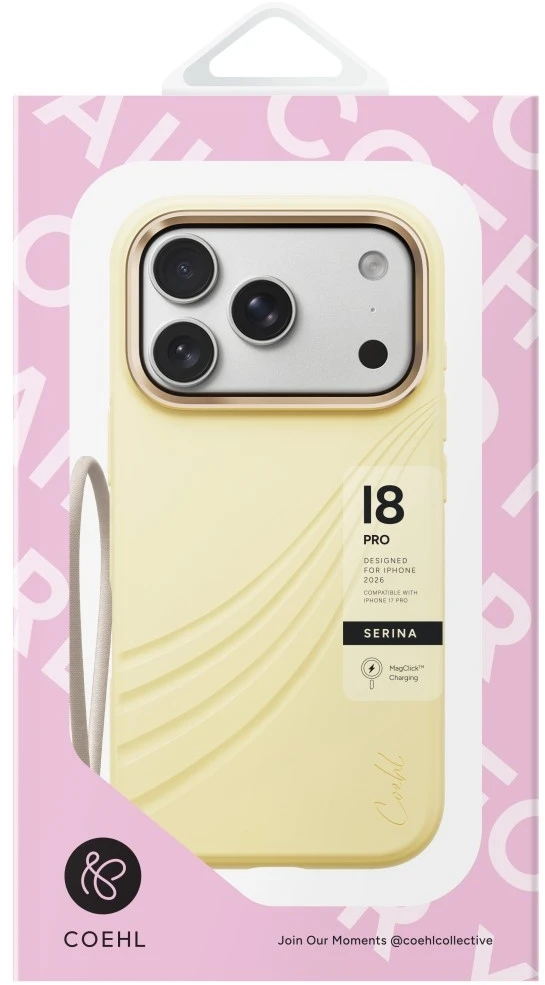 Dėklas UNIQ Coehl Serina, skirtas iPhone 18 Pro / 17 Pro, su magnetiniu įkrovimu, geltonas