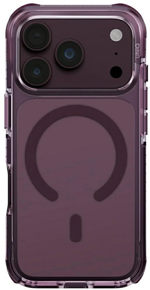 Dėklas UNIQ Combat, skirtas iPhone 18 Pro / 17 Pro, su Magclick Charging funkcija, burgundo spalvos