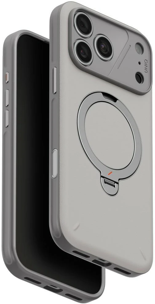 Dėklas UNIQ Elix do iPhone 18 Pro Max / 17 Pro Max 360 Rotating Kickstand šviesiai pilkas