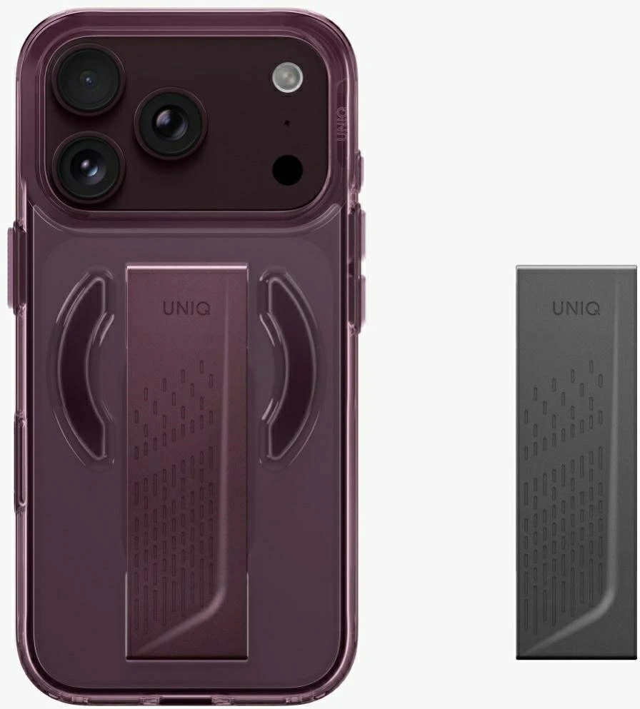 Dėklas UNIQ Heldro Air, skirtas iPhone 18 Pro / 17 Pro, su Magclick Charging, burgundo spalvos