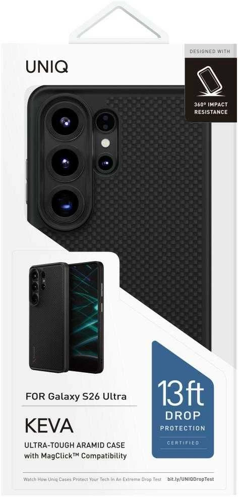 Dėklas UNIQ Keva Samsung Galaxy S26 Ultra Magclick Charging juodos spalvos