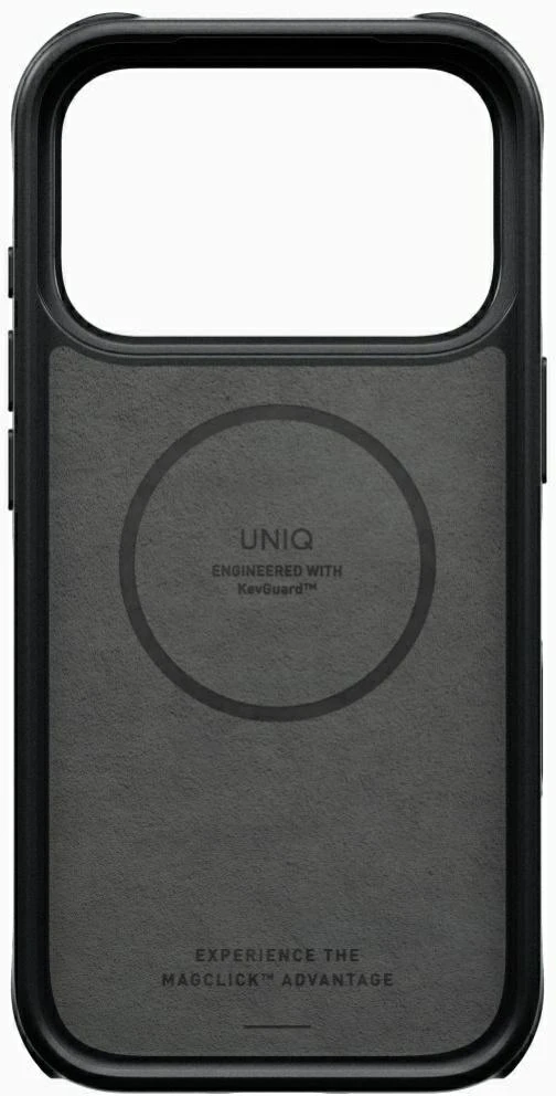 Dėklas UNIQ Keva Mov, skirtas iPhone 18 Pro / iPhone 17 Pro, Magclick Charging, juodos spalvos